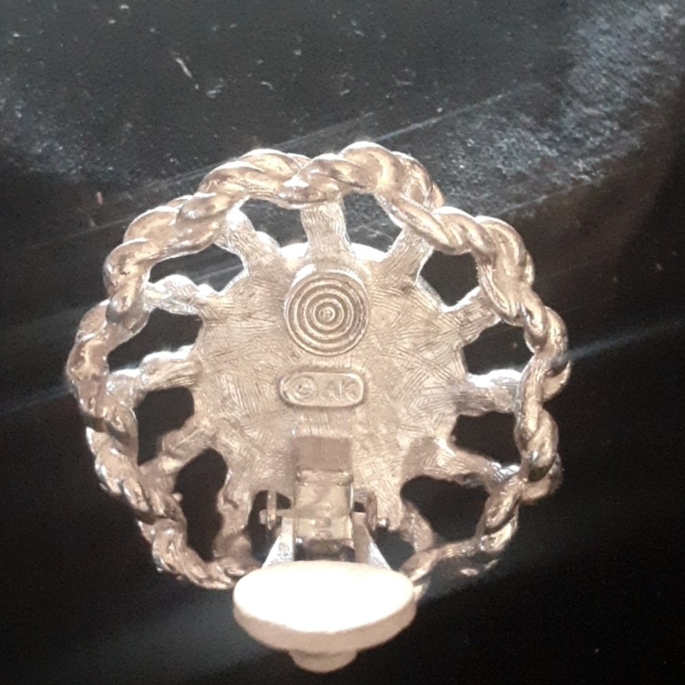 Anne Klein Silver and White Flower Design Earrings - Picture 5 of 5